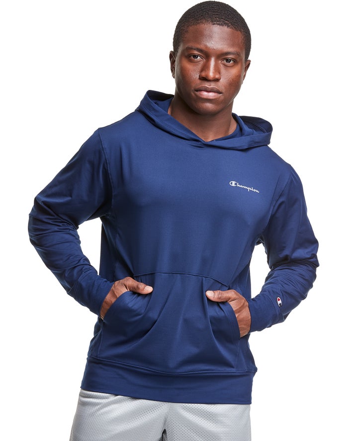 Champion Mens Hoodie NZ - City Sport Reflective Script Logo Navy ( 5214-PMQIR )